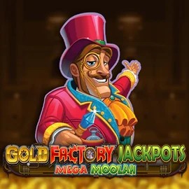 Gold Factory Jackpots Mega Moolah logo by Aurum Signature Studios at Lizaro Casino