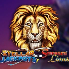 Stellar Jackpots with Serengeti Lions slot logo by Lightning Box Game at Lizaro Casino